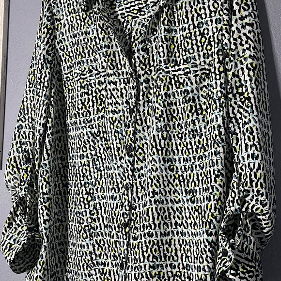 Valerie Stevens Colorful Geometric Print Women's Large Button Down Cuff Sleeves - Picture 4 of 8